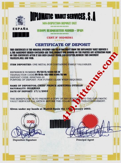 Certificates of Deposit Spain